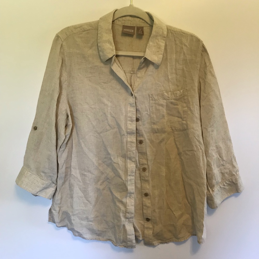 3/$25 🌻 Chico’s linen top 2